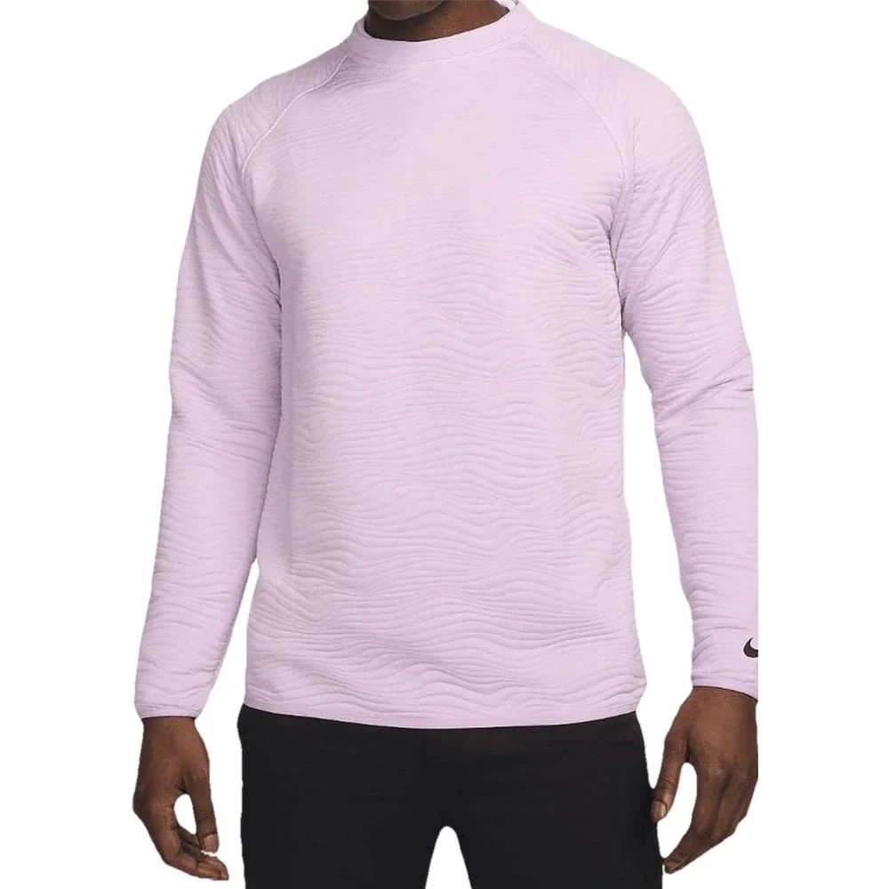 Nike Golf Dri-Fit Tour Men's Medium Quilted Crew Neck Pink Sweatshirt MSRP $105